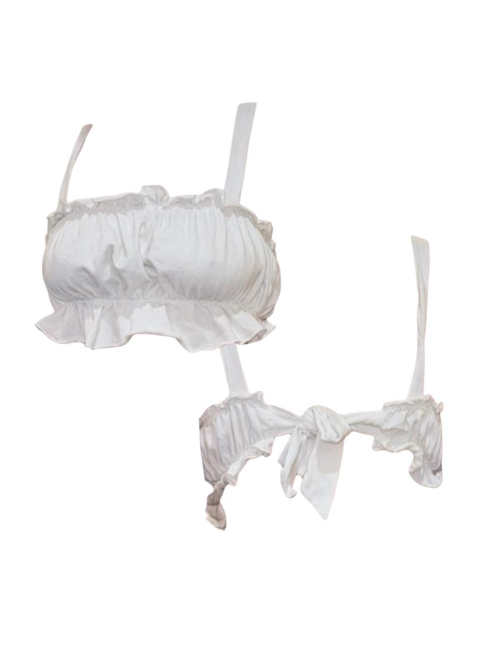 Urban Outfitters White Ruffle Tie-Back Crop Bralette